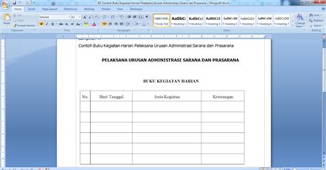 Format Terbaru Contoh Buku Kegiatan Harian Pelaksana Urusan