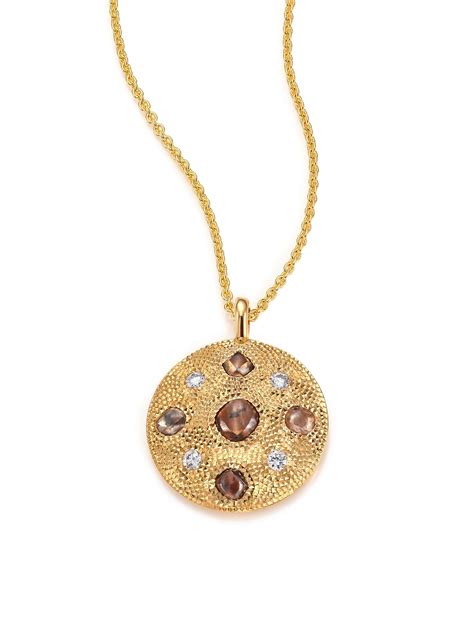 De Beers Talisman Core Diamond And 18k Yellow Gold Pendant Necklace In
