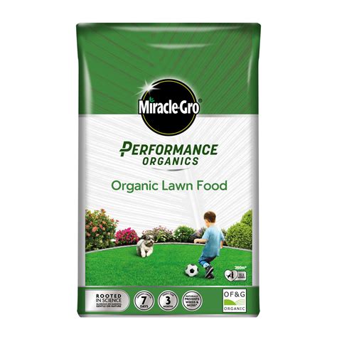 These are available in both solid and liquid forms. Miracle-Gro Performance Organics Lawn Food Bag 360m