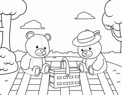 Teddy Picnic Bear Coloring Pages Sheet Celebrate