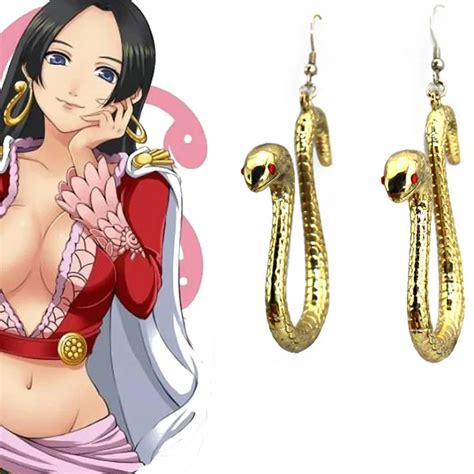 Boocre Anime One Piece Boa Hancock Cosplay Golden Serpent Earrings Role Prop Costumes