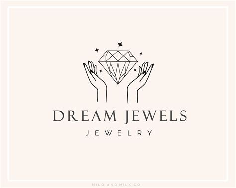 Diamond Jewelry Logo Jewelry Shop Logo Gem And Crystal Hand Etsy