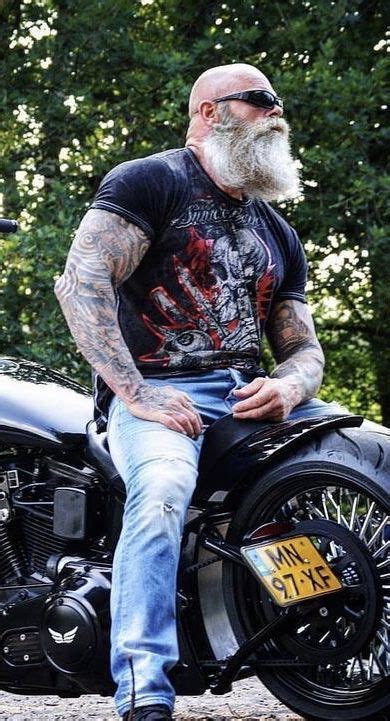 Pin By Shahala Miller On My Love Of Bikers Bald Men With Beards