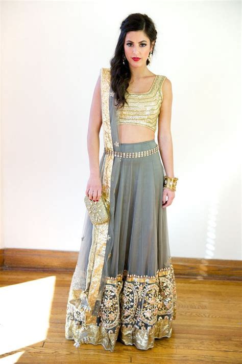 Maybe you would like to learn more about one of these? grey with golden lehenga | Indian dresses, Indian outfits ...