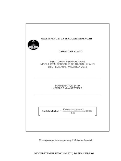 Soalan percubaan spm 2015 + skema jawapan. Skema Jawapan Matematik SPM MIBF 2013 (Set 2) | Analytic ...