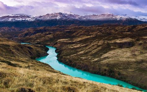 Nature Landscape Chile River Shrubs Mountain Trees Patagonia Turquoise