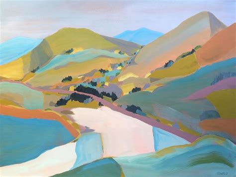 Pch Pastel Mountain Hill Abstract Landscape Painting Print Wall Art By