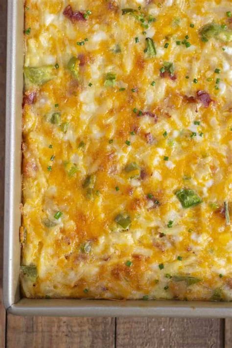 Breakfast Casserole Made With Eggs Bacon Shredded Potatoes And