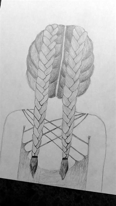 Understanding how hair is drawn and behaves. My drawing of a girl with two french braids. | How to draw ...