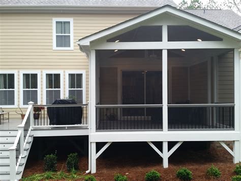 Classic Screened Porch With Trex Deck And Bluestone Patio — Deckscapes