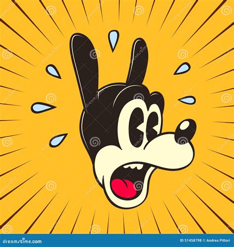 Vintage Retro Cartoon Frightened Character Surprised Face Stock Vector