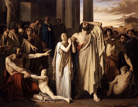 oedipus and antigone exiled from thebes 1843 louis jean noel duveau french 1818 1867 oil