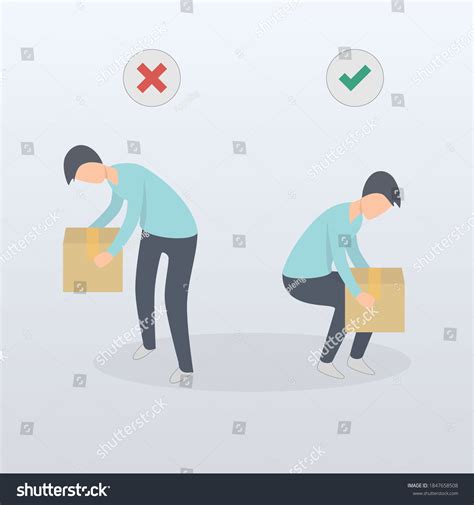 Correct Posture Lift Heavy Object Safely Stock Vector Royalty Free Shutterstock