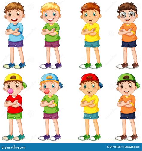 Set Of Different Kindergarten Boys Stock Vector Illustration Of Child