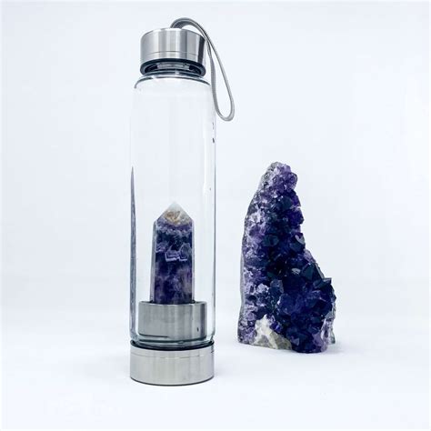 Crystal Infused Water Bottle Amethyst Rose Quartz Clear Quartz