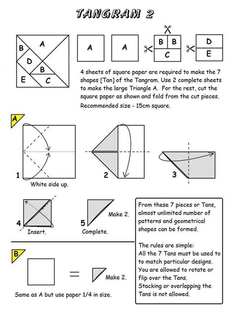 Tangram Set 2 Origami Diagrams Origami Tangram