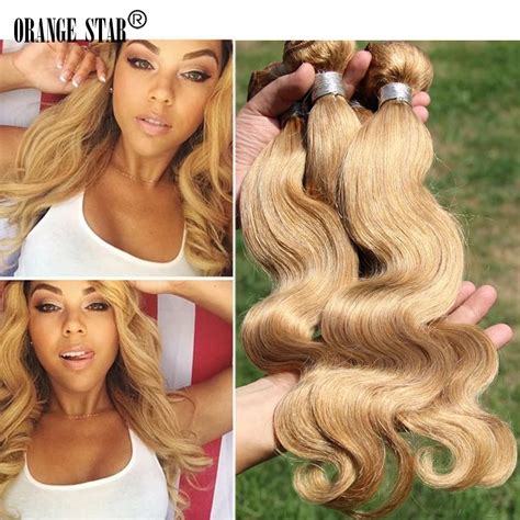 Honey Blonde Brazilian Virgin Hair Body Wave 4 Bundles Lot Cheap Human Hair Weave Lighter Brown