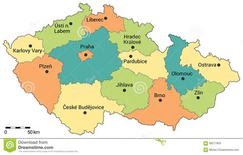 O mapa vetorial da república tcheca é imprimível e pode ser baixado nesta página. Mapa Administrativo De República Checa Ilustração do Vetor ...