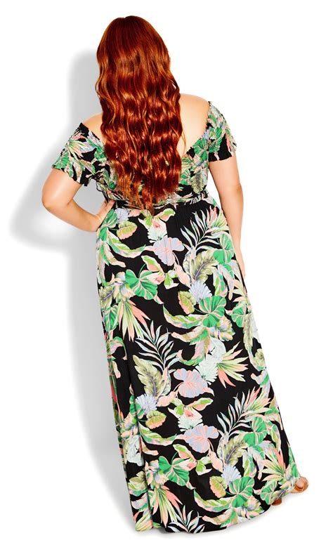 Plus Size Samira Floral Black Maxi Dress