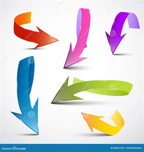 Colorful Vector 3d Arrows Set Stock Illustration Illustration Of