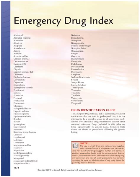 Emergency Drug References Advanced Emergency Medical