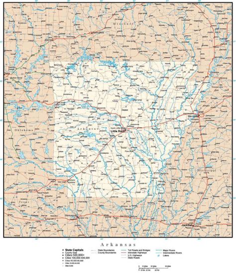 Arkansas Map In Adobe Illustrator Vector Format