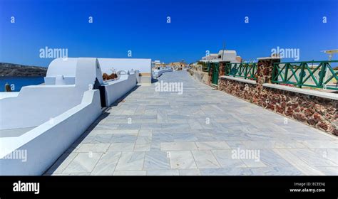 Pedestrian Way By Beautiful Day Oia Santorini Greece Stock Photo Alamy
