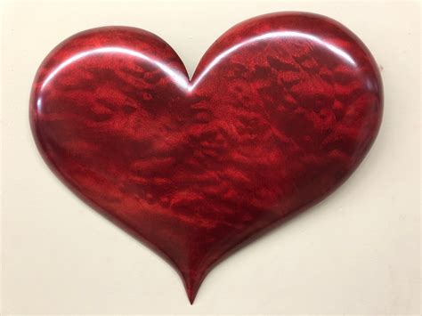 Red Wooden Heart Art Wood Carving 50th Anniversary T Present
