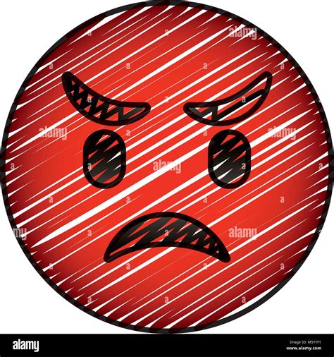 Cute Red Smile Emoticon Angry Stock Vector Image And Art Alamy