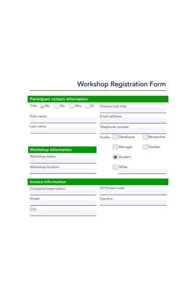 Free 32 Workshop Registration Forms In Pdf Ms Word
