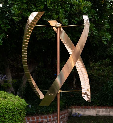 Stanwood Wind Sculpture Kinetic Copper Triple Spinner Standing