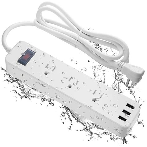 Waterproof Power Strip 3 Outlets Usb Ports Extension Socket Distributor