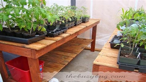 Premium greenhouse benches come in rolling tabletop and stationary styles and can easily be connected to run the entire. DIY greenhouse benches, great idea | Garden Time | Pinterest