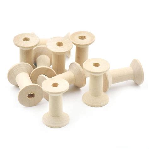50 Pcs Natural Wood Empty Thread Spools Cylinder Craft Round Etsy