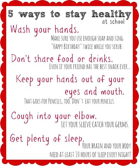 Printable: 5 stay healthy tips for kids | Healthy tips for ...