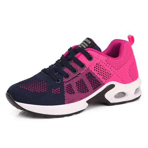 luontnor air cushion women sport running shoes breathable red mesh sneakers woman athletic