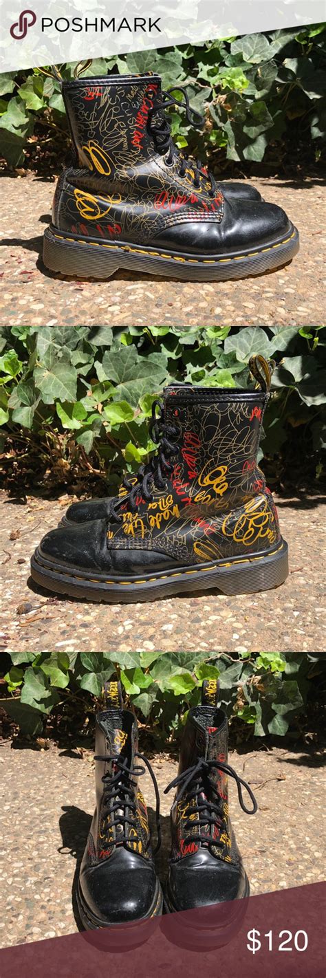Rare Dr Marten Graffiti Print Scribble Boots Boots Vintage Boots