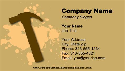 Make your own personalized business card today with our free business card maker. Handyman Hammer Business Card