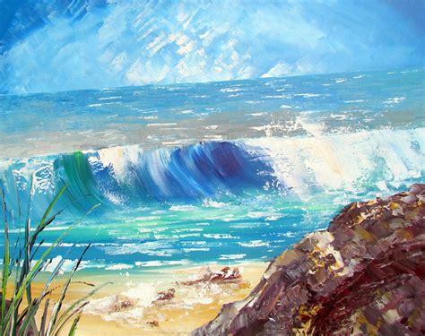 Wave Painting Original Seascape Painting Blue Painting