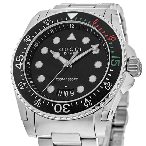 Gucci Dive Xl Black Dial Stainless Steel Mens Watch Ya136208a