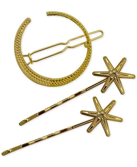 Guess Gold Tone 3 Pc Moon And Star Hair Pins And Reviews Fashion Jewelry