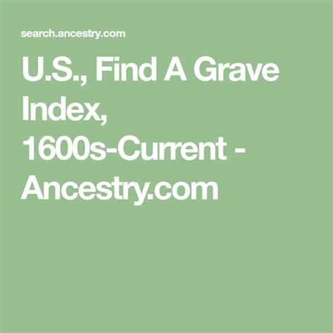 Us Find A Grave Index 1600s Current Find A Grave