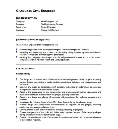 An electrical site engineer is an electrical engineer who is assigned to handle electrical problems or electrical engineering issues at a building, work electrical site engineers design the main power systems that feed commercial buildings and offices as well as the distribution circuits to each unit. 10+ Civil Engineer Job Description Templates - Free Sample ...