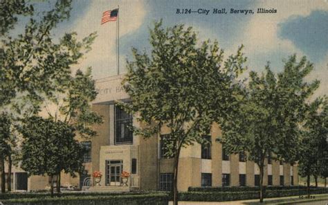 City Hall Berwyn Il Postcard