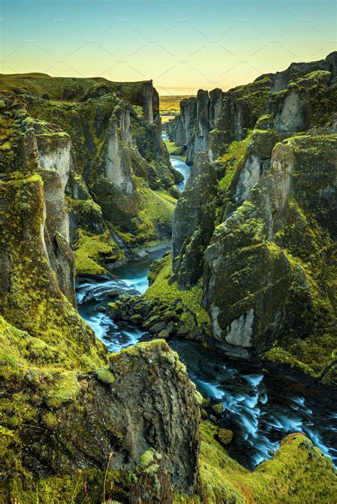 Fjadrargljufur Canyon And River In South East Iceland Stock Photo