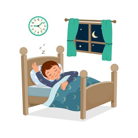 Cute Little Child Boy Sleeping Good Night In Bed At Home 8197754 Vector
