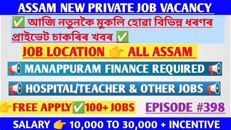Assam Private Jobs 2023 Private Job In Assam Assam Job News Today