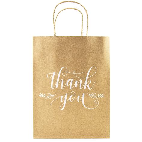 Kraft Paper Bags With Handles 8x10 5 4 25 Gusset 50 Thank You