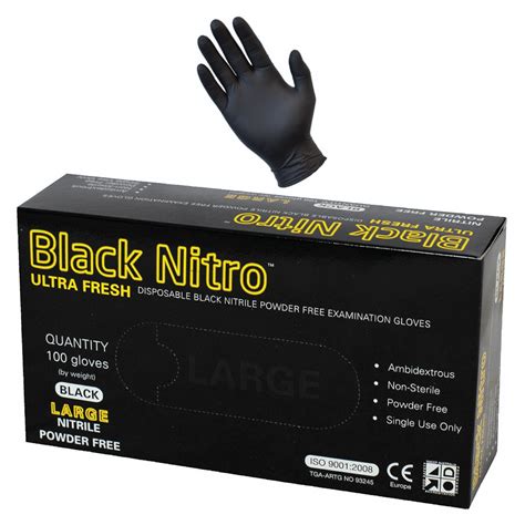 100 x LARGE Tough Black Nitrile Powder Free Tattoo ...