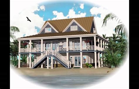 Beach House Plans Pilings Narrow Floor Stilts Small Jhmrad 100804